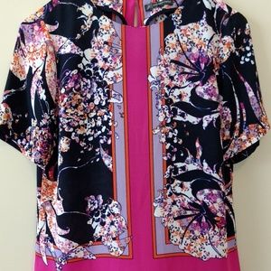 Adrianna Papell short sleeved floral top sz XS